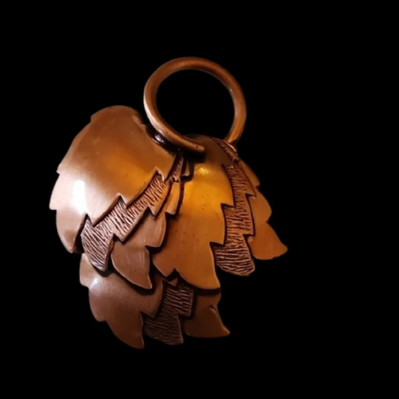 Vintage Copper leaf dangle/ brooch &‎ earrings - Picture 10 of 11